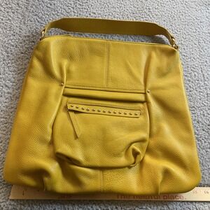 Laggo Bag Womens‎ Yellow Pebbled Leather Shoulder /Crossbody Studded Pocket New